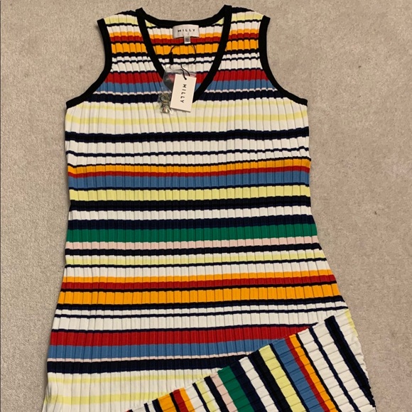 MILLY - Directional Pop Stripe Shift Dress - Picture 3 of 4